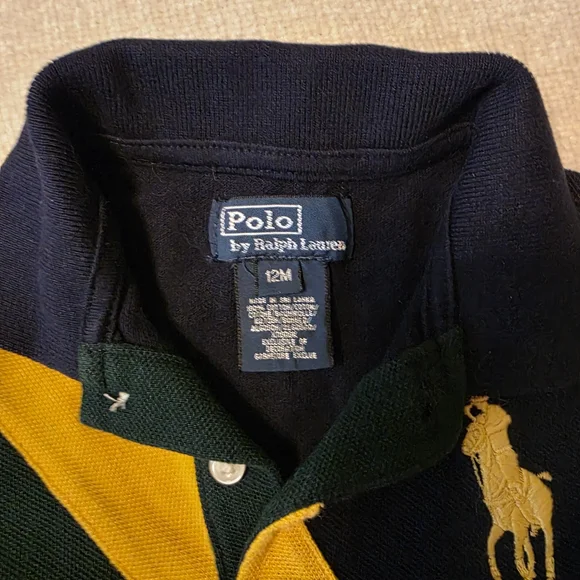 Polo Ralph Lauren Baby Polo Shirt 12M Colorblock Long Sleeve - Picture 3 of 3